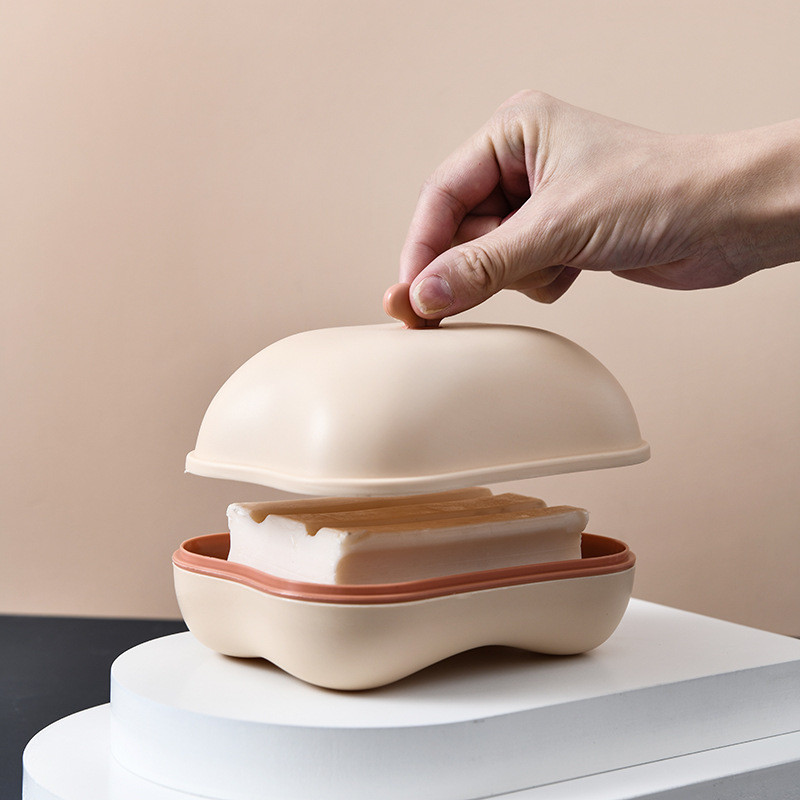 Nešiojamo muilo dėklo laikiklio sandarinimo dėžutė Dvisluoksnė nutekėjimo lentyna Lėkštės indų lentyna su dangčiu Virtuvė Namų vonios kambarys Dušas