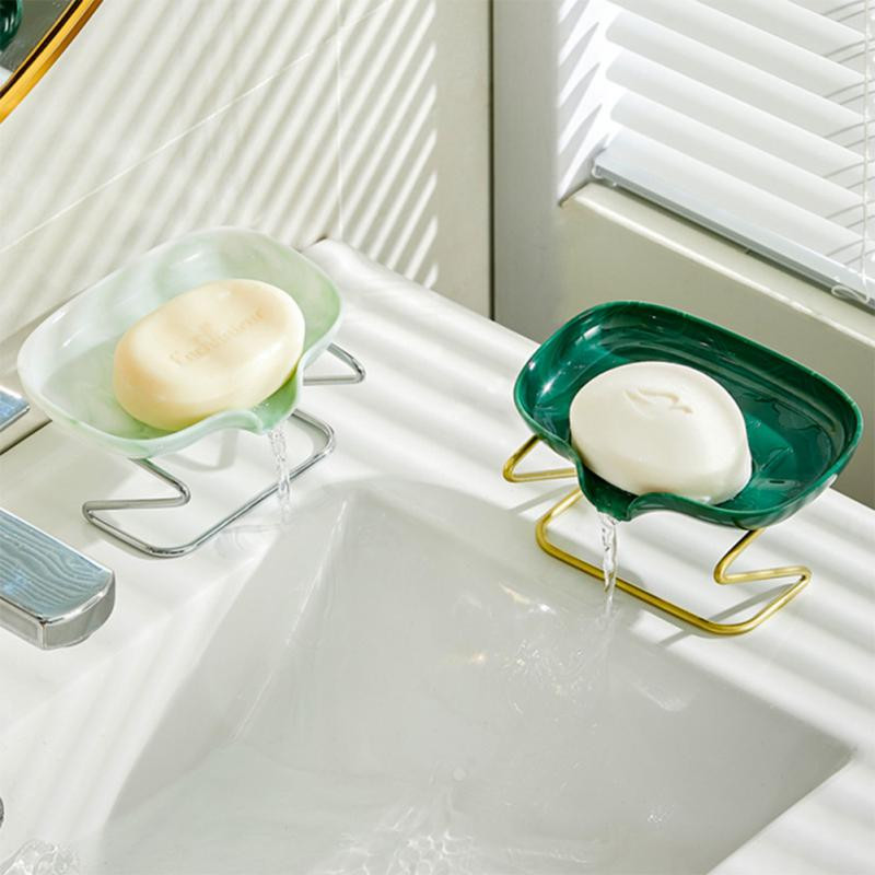 Szappandoboz tálca Új könnyű luxus stílusú Kreatív szappandoboz Fürdőszoba WC Háztartási lefolyó mentes perforált szappantartó Szappantartó tálca