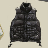 Női alkalmi mellény magas gallérral - fekete-fehér színben