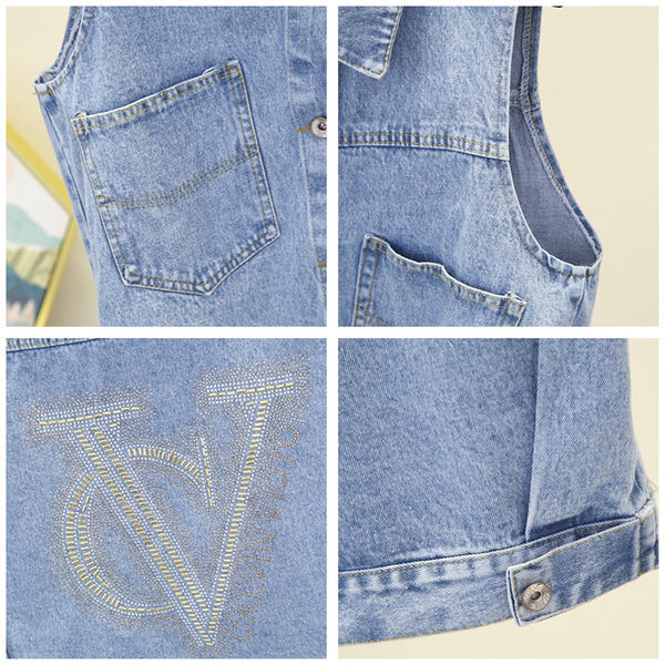 Ženski traper prsluk s printom