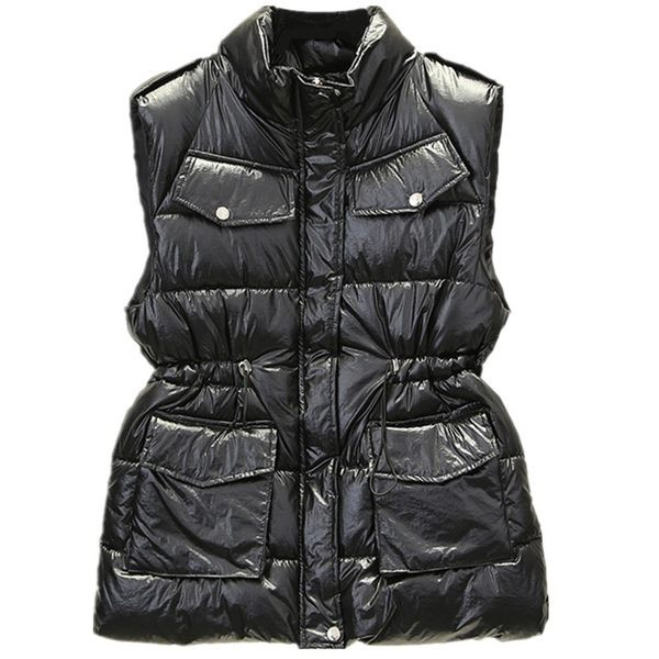 Vesta de dama cu cravate in talie si buzunar