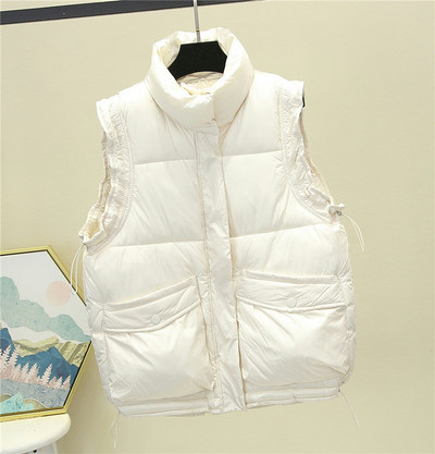 Vestă de damă cu guler înalt și cravate