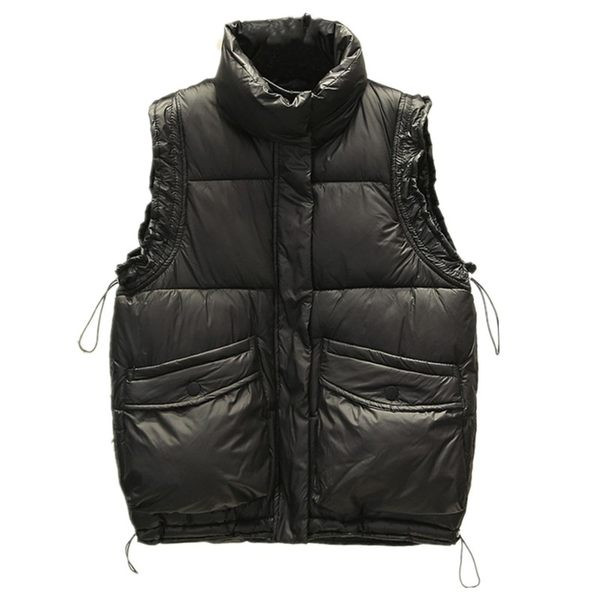 Vestă de damă cu guler înalt și cravate