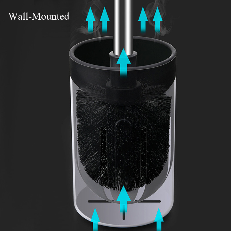 Nerūdijančio plieno ilgos rankenos tualeto šepečio kampinis valymo šepečio įrankių rinkinys Vonios sieninis laikiklis su pagrindo tualeto priedais