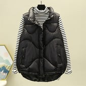 Vesta casual de dama cu siret cu guler inalt