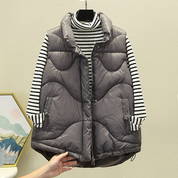 Vesta casual de dama cu siret cu guler inalt