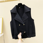 Női alkalmi V-nyakú mellény, gombos rögzítéssel