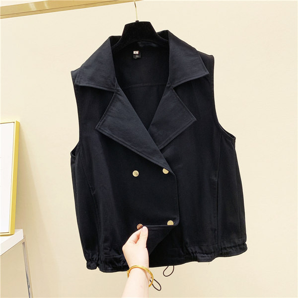 Női alkalmi V-nyakú mellény, gombos rögzítéssel