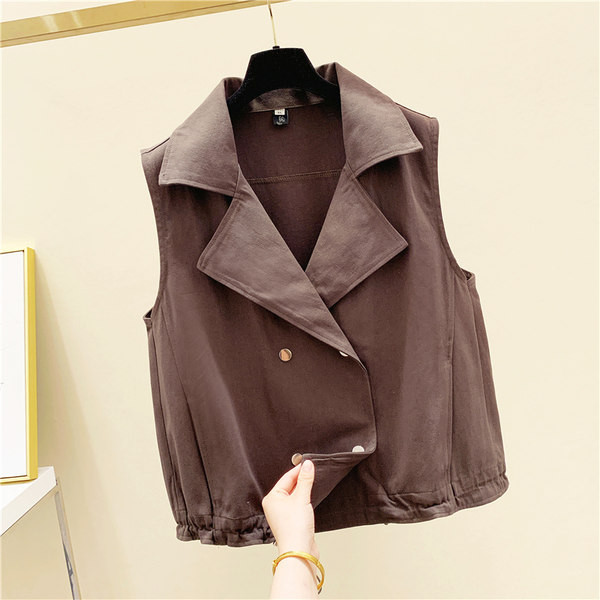 Női alkalmi V-nyakú mellény, gombos rögzítéssel