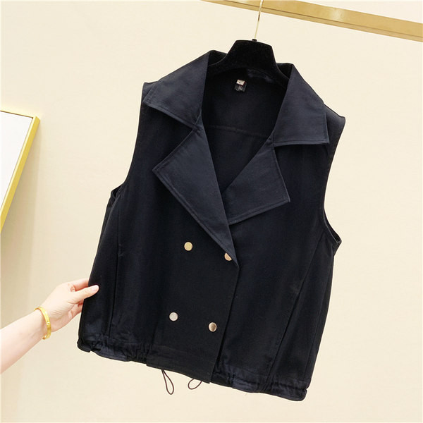 Női alkalmi V-nyakú mellény, gombos rögzítéssel