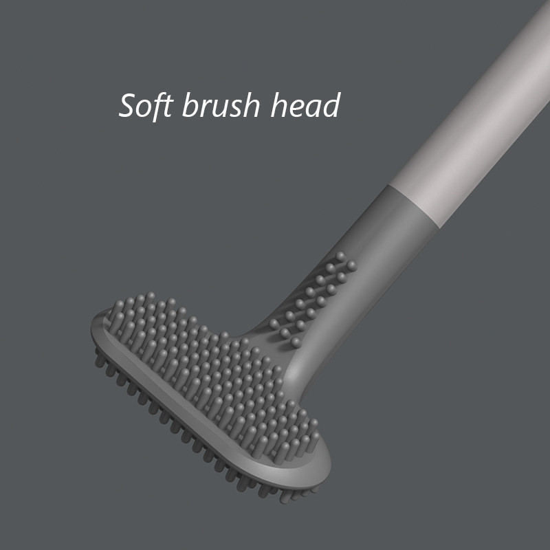 Silikonska četka za WC školjku s kompletom držača Alati za čišćenje tuša s dugom drškom Zidne meke četke za kupaonicu WC pribor