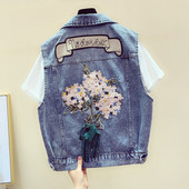 Vesta de dama din denim cu broderie