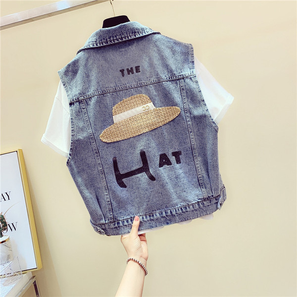 Vesta de dama din denim cu broderie