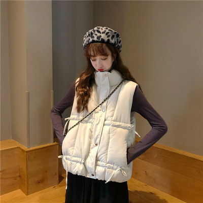 Vestă de damă cu guler înalt și șireturi, model nou