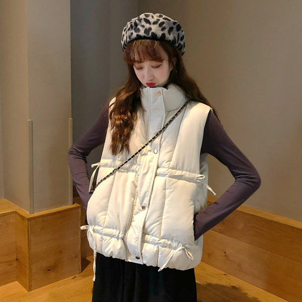 Vestă de damă cu guler înalt și șireturi, model nou