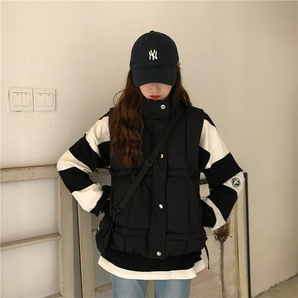 Vestă de damă cu guler înalt și șireturi, model nou