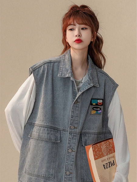 Női mintás farmermellény