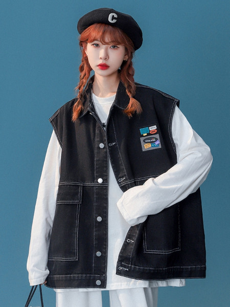 Női mintás farmermellény