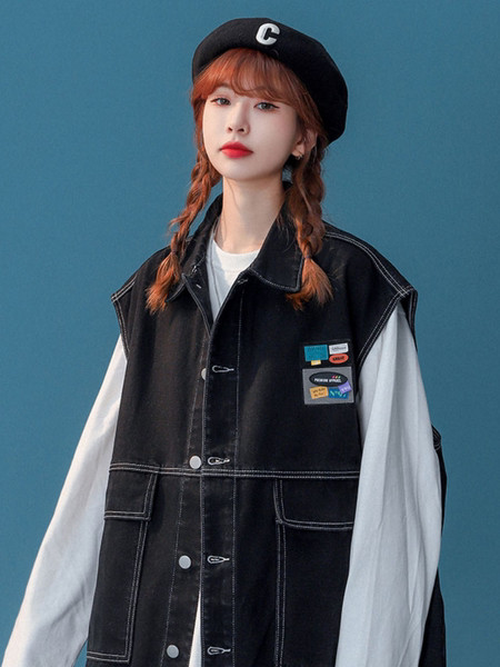 Női mintás farmermellény