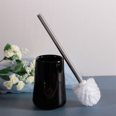 Perie de toaletă din ceramică albă neagră cu set de suport Perii de curățare pentru baie de uz casnic Instrument de curățare cu mâner lung pe podea