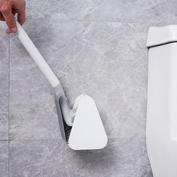 Силиконова четка за тоалетна Неплъзгаща се дълга дръжка Четка за почистване на тоалетна Четка за почистване на тоалетна Четка за баня Огъваща се силиконова TPR глава на четка