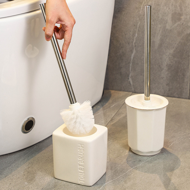 Nordic keramikinis tualeto šepetys, apvalus minkštų plaukų dugnas, greitai džiūstantis vonios kambario valymas tualeto šepečių valymas vonios kambario priedai