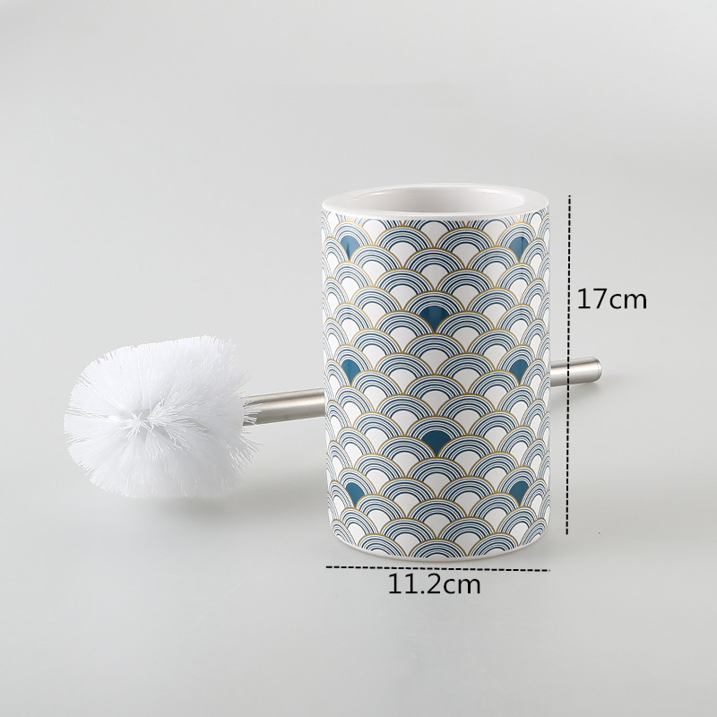 Set de perii de toaletă din ceramică Instrumente de curățare a băii Mâner din oțel inoxidabil Wc Perie de toaletă Scrubber Perie de curățare a bucătăriei de baie