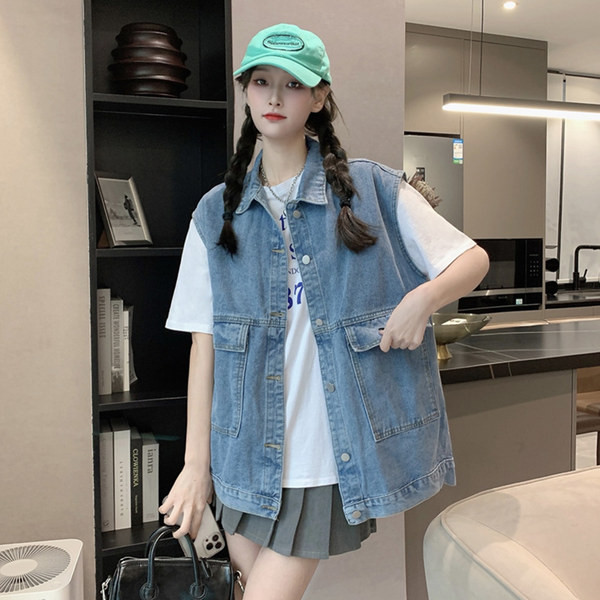 Vestă din denim de lungime medie pentru femei