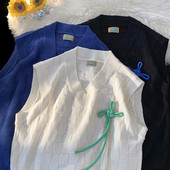 Új modell női kötött mellény hegyes nyakkivágással