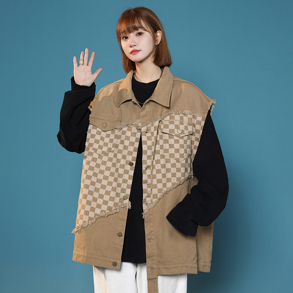 Traper prsluk s kragnom - plave i smeđe boje