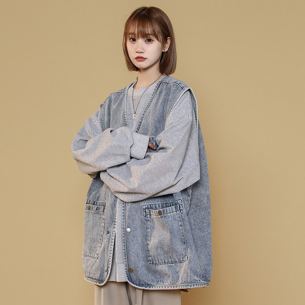 Vesta larga de dama cu buzunar