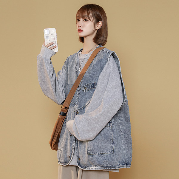 Vesta larga de dama cu buzunar