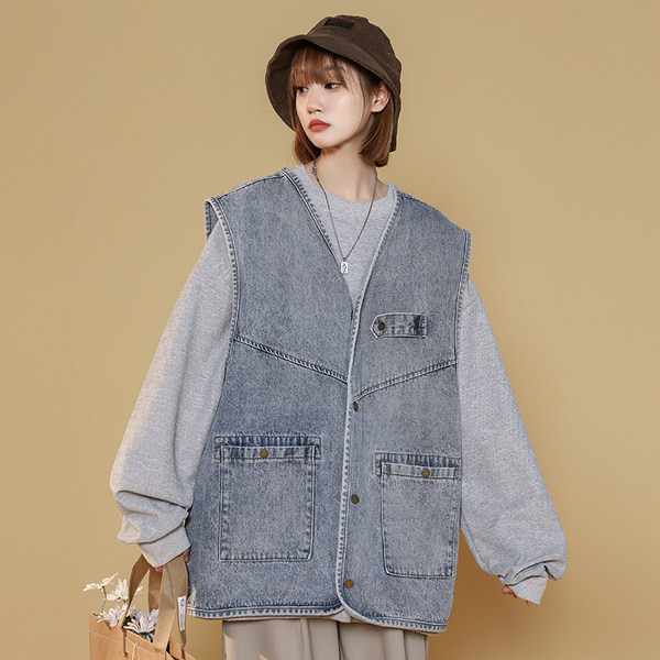 Vesta larga de dama cu buzunar