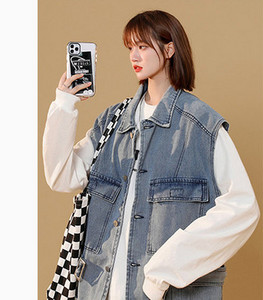 Ženski traper prsluk s remenom i džepom