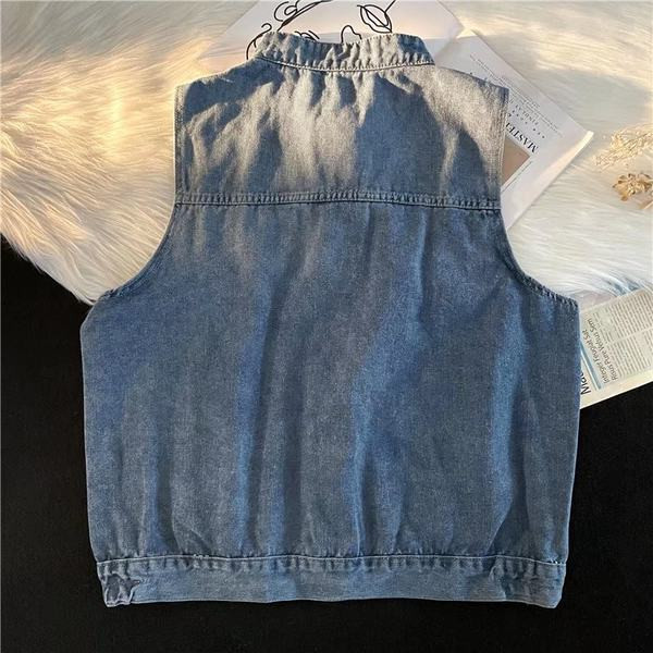 Ženski traper prsluk sa džepom