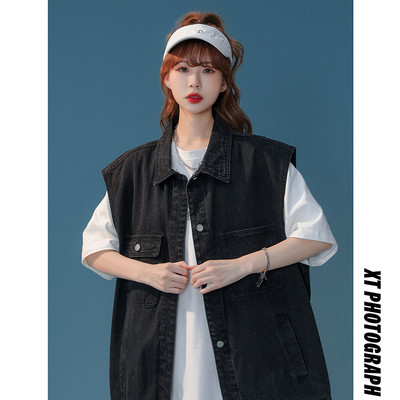 Vesta casual dama cu buzunare din denim