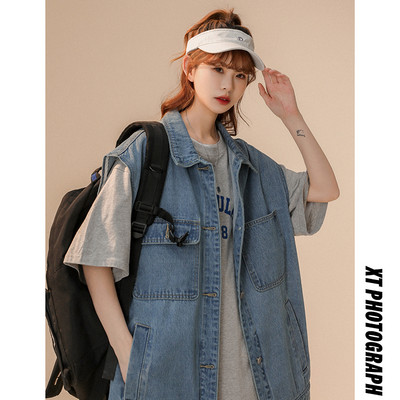 Vesta casual dama cu buzunare din denim