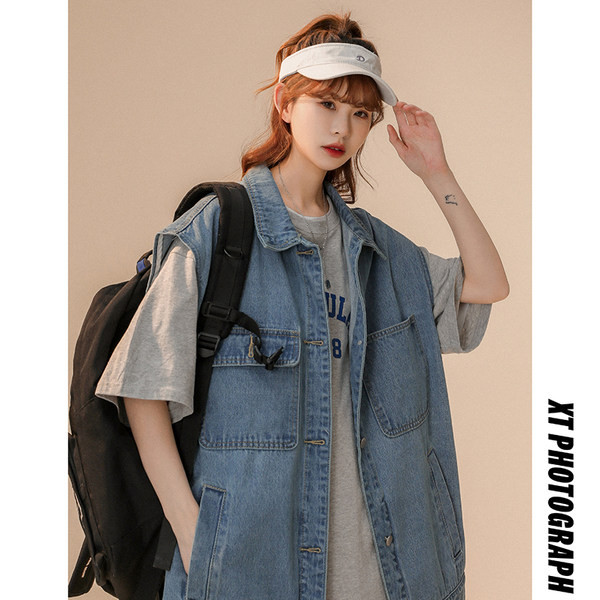 Vesta casual dama cu buzunare din denim