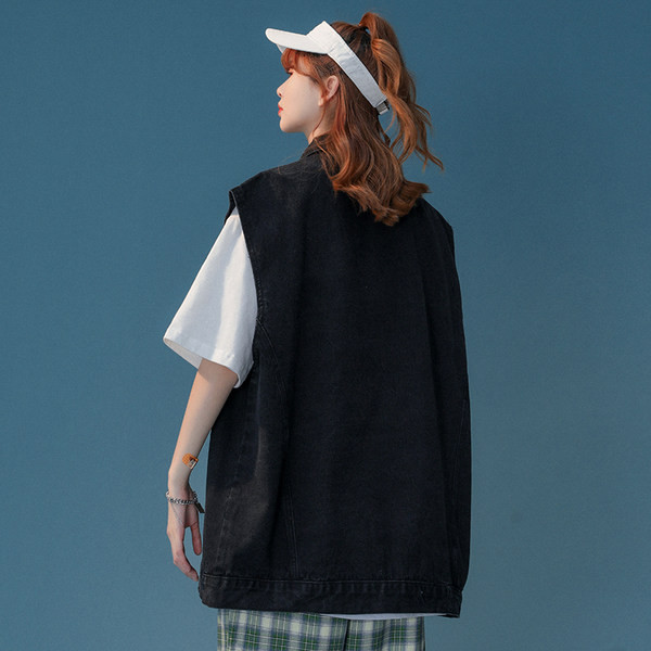 Vesta casual dama cu buzunare din denim