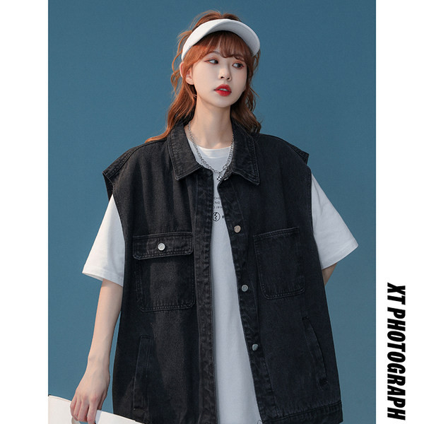 Vesta casual dama cu buzunare din denim