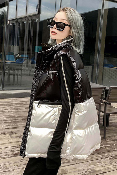 Dviejų švytinčių spalvų moteriška liemenė