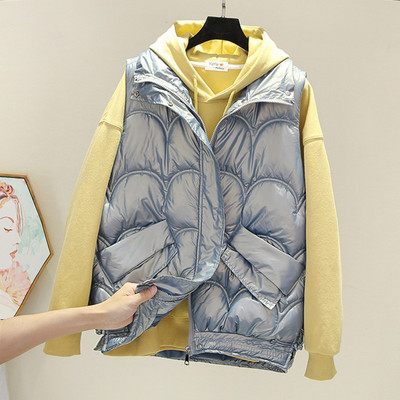 Vestă de damă largi, cu buzunar și fermoar