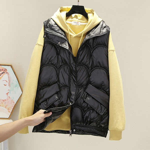 Vestă de damă largi, cu buzunar și fermoar