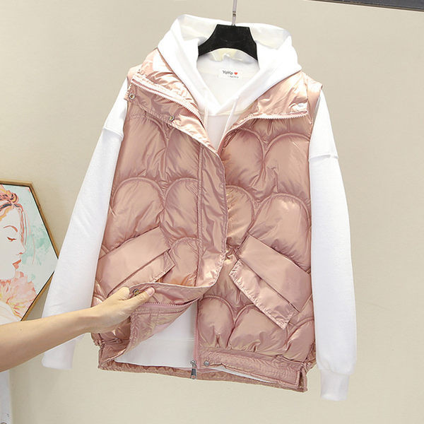 Vestă de damă largi, cu buzunar și fermoar