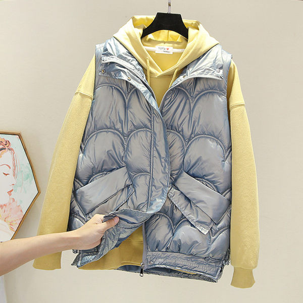 Vestă de damă largi, cu buzunar și fermoar