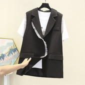 Elegantan ženski prsluk sa džepom i špicastim izrezom