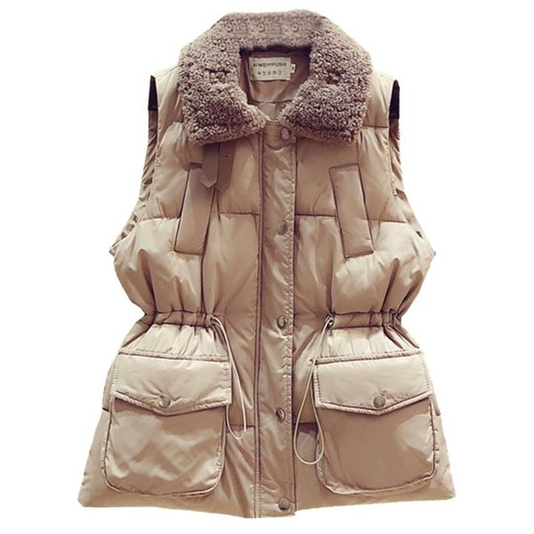 Moteriška žieminė liemenė su kišene ir sagomis