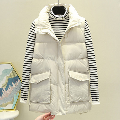 Vestă de damă elegantă, cu guler înalt și închidere cu fermoar