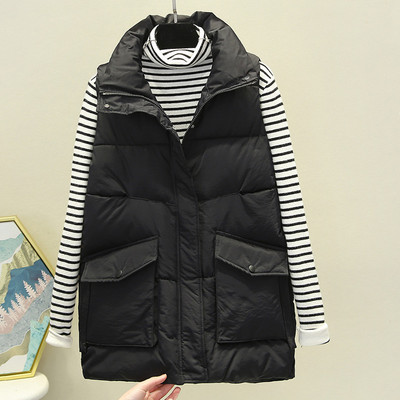 Vestă de damă elegantă, cu guler înalt și închidere cu fermoar