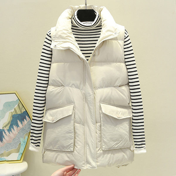 Vestă de damă elegantă, cu guler înalt și închidere cu fermoar